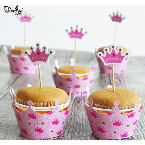 Black mustache crown Cupcake cake Wrapper with topper cards Liner Baking Cup paper for wedding birthday tea party decoration