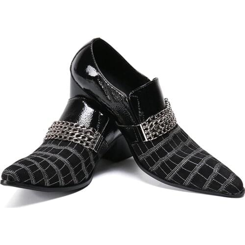 Christia Bella New British Style Plus Size Pointed Toe Man Genuine Leather Splicing Suede Leather Shoes Mens Black Party Shoes