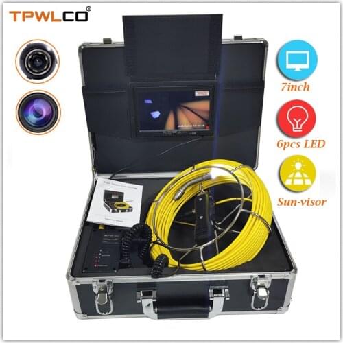20m Cable 17mm Pipe Color Video Camera 7inch Industrial Pipeline Endoscope Camera System With 12V4500mA Lithium Battery