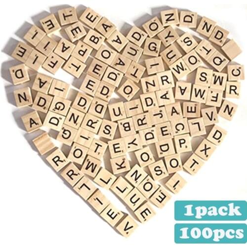 100pcs wooden letters English alphabet Letters Wood Household decorative arts crafts letter DIY Wood Cutout Discs For Patchwork