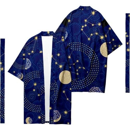 Plus Size XXS-6XL Geometric starry sky Long Loose Japanese Cardigan Women and Men Harajuku Haori Kimono Cosplay Top Yukata Robe