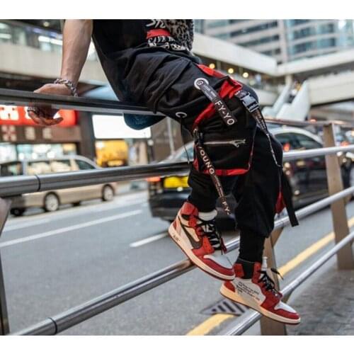 Men Casual Hip Hop Cargo Pants 2021 Spring Trend Loose Hip Hop Streamers Street Dance Pants Stretch Multi-Pocket Cargo Men Pants