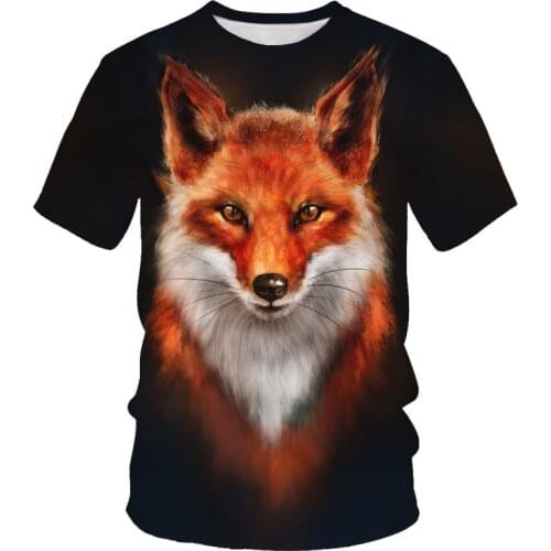 2021 Fashion Casual Breathable Wolf Print T-shirt Mens 3D T-shirt Short Sleeve Round Neck T-shirt Fashion Casual Street