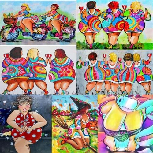 Sexy Women Diamond Painting 5D DIY Cartoon Fat Lady Girl Diamond Embroidery Cross Stitch Mosaic Home Decor Wall Art Crafts Gift