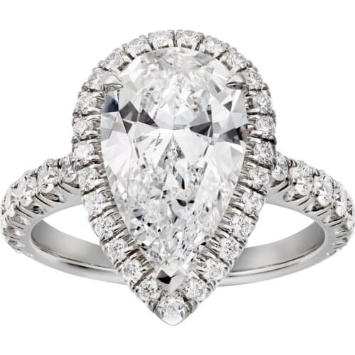 18K Au750 White Gold Ring Women Wedding Anniversary Engagement Ring Water Drop Pear Moissanite Diamond Elegant Romantic Trendy