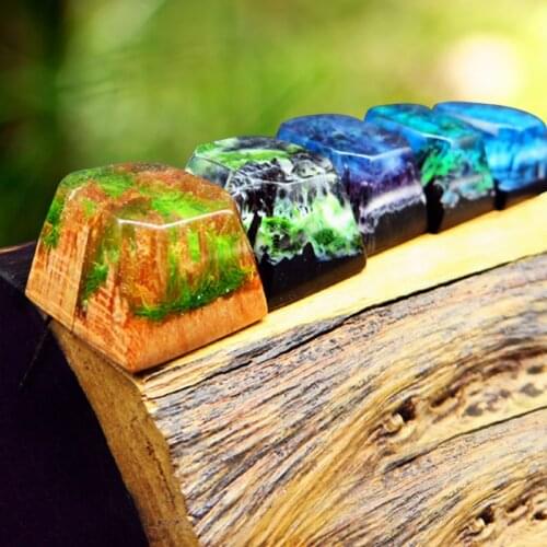 Handmade Backlight Resin Keycaps For Cherry Mx Switch Mechanical Keyboard OEM R4 Luminous Snow Mountain Jungle Wood Key Caps