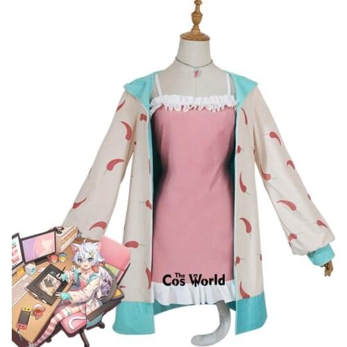 YouTuber Vtuber Kagura Nana Coat Dress Outfit Cosplay Costumes