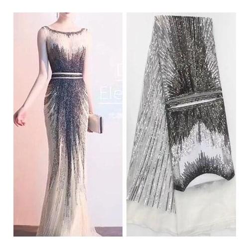 Best quality SYJ-7415 nigerian embroidered lace fabric beautiful french net lace fabric with sequins