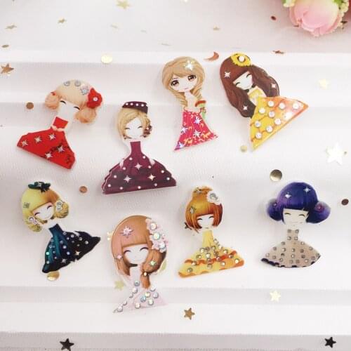 Cute princess mix Colorful Glitter Flatback Acrylic sheet Miniature pattern applique 10PCS scrapbook DIY Home Decor crafts