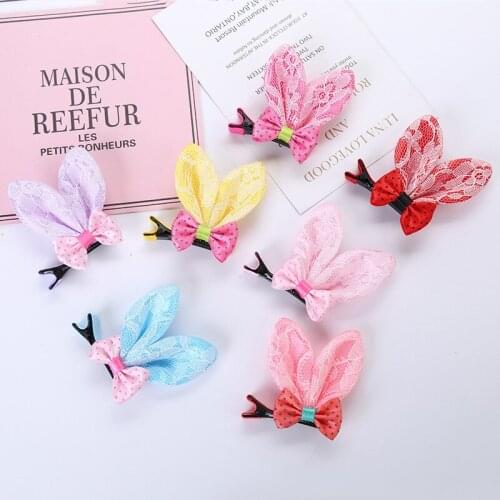 Cute 1 Pair Floral rabbit ears Hairpins childrens bow hair clips Hair Accessories Girls Baby kids Drop shipping Wholesale
