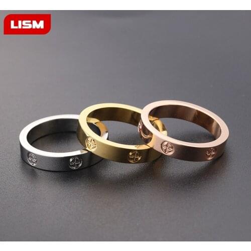 Fashion Philips Head Screw Zircon Ring Simple Stainless Steel Mens Ring Rose Gold Womens Ring Hot Sale