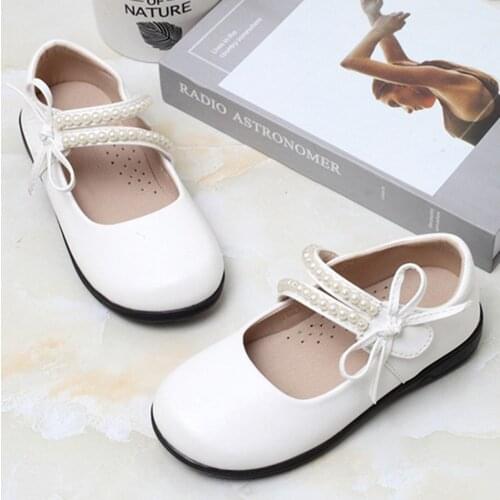 Little Girl Fashion Leather Shoes Autumn Winter Children White Pink Bow Flat Princess Shoes Kids Girl Kids Show Dress Shoes