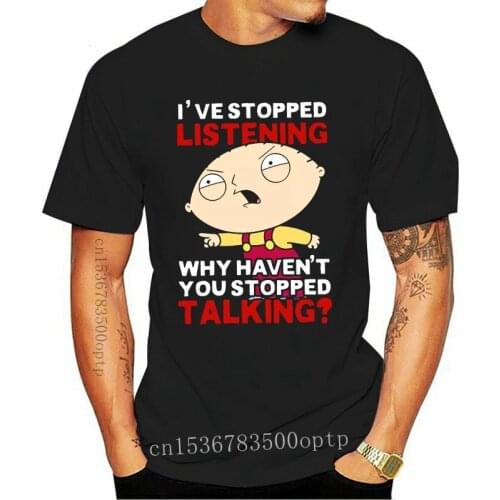 Leqemao Cartoon Stewie Stopped Listening MenS T Shirt MenS Print T Shirt Loose Cotton For Men Cool Tops T Shirts 010101