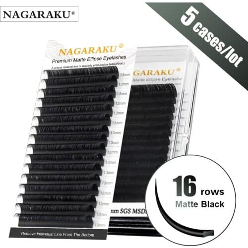 NAGARAKU 5 cases Flat Ellipse Eyelashes Maquiagem Split Tips Ellipse Shaped Natural Light Magnetic Ellipse Lashes Matte Color