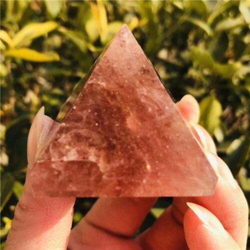 Natural Red Strawberry Quartz Crystal Pyramid Cut Polished