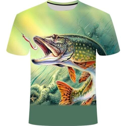 2021 new fishing t shirt style casual Digital fish 3D Print t-shirt Men Women tshirt Summer Short Sleeve O-neck Tops&Tees110-5XL