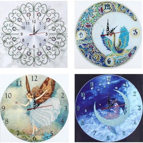 Wholesale Diamond Painting Clock Kits 5D Partial Drill Diamond DIY Wall Watch Home Living Room Decoration DIY Clocks Ornaments