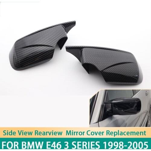 Printed Carbon Fiber Pattern M4 Style Side Door Wing Rear View Mirror Cover Cap Replacement For BMW E46 3 Series 1998-2005