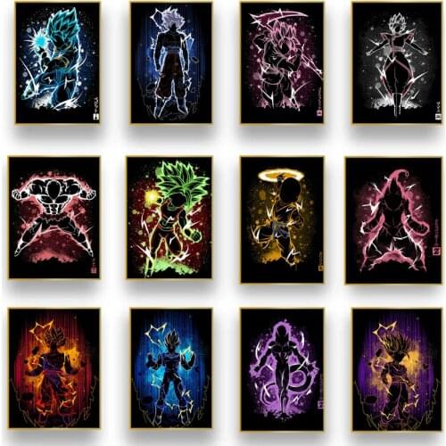 Japanese Anime Dragon Ball Watercolor Goku Poster Picture Canvas Painting and Printmaking Decorative Art Mural Home Decor