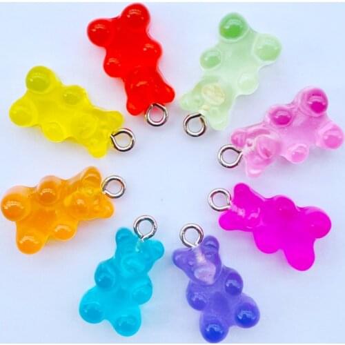 20 Resin Acrylic Cartoon Shining Bear Series Pendant Key Chain Pendant Necklace Pendant For DIY Decoration Accessories 060