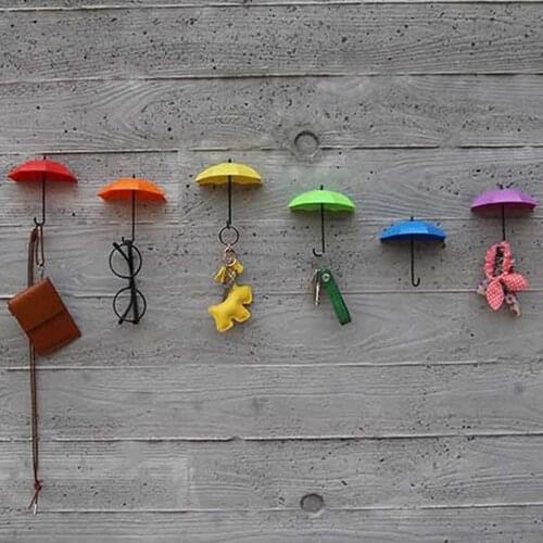 Umbrella Wall Hook Colorful Key Hair Pin Holder Storage Tray Rack Decorative Hanger Kitchen Organizer Bathroom Accessories