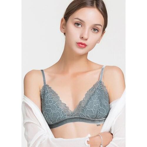 Silk Ring-free Underwear Female Slim Sexy French Triangle Cup Bra And Lace Bra