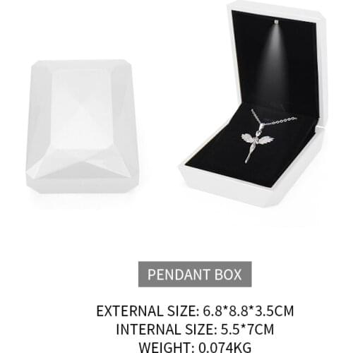 White LED Female Necklace Packaging Storage Jewelry Box For Earring Wedding Ring Bracelet Jewellery Holder Showcase For Gifts