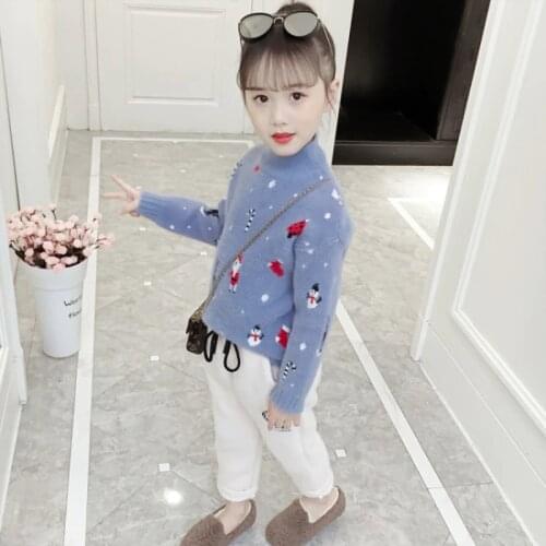 Girls Sweater Kids Babys Coat Outwear 2021 Red Plus Velvet Thicken Warm Winter Autumn Knitting Tops Pure Cotton Childrens Clot