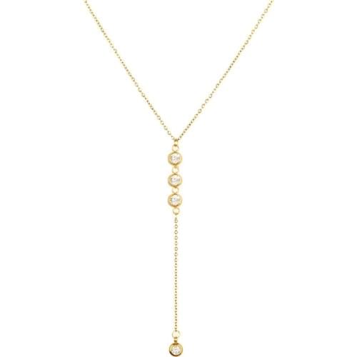 Stainless Steel Thin Chain Necklace Crystal Pendant Necklace For Women Y Shape Rhinestone Choker Necklaces Wedding Jewelry