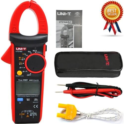 UNI-T UT216C Digital Clamp Meter AC DC Current Measurement RMS Frequency Capacitance Temperature&NCV Tester