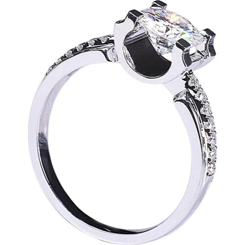 Real S925 Sterling Silver Rings for Women Mossan Stone 1ct Diamond Jewelry Luxury Engagement Wedding Elegant Exquisite Fine Gift
