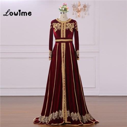 Burgundy Muslim Evening Dresses Abaya Arabic Evening Gowns Dresses Vestido De Festa Longo 2018 Formal Dress For Middle Women