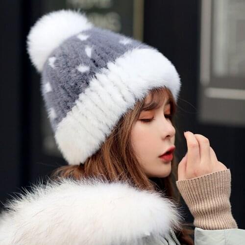 Winter Hat ,Fur Hat,Womens 100% Real Mink Wool Knitted Beanie,Balaclava,Ladies Winter Snow Hat,Luxury Brand Warm Hat