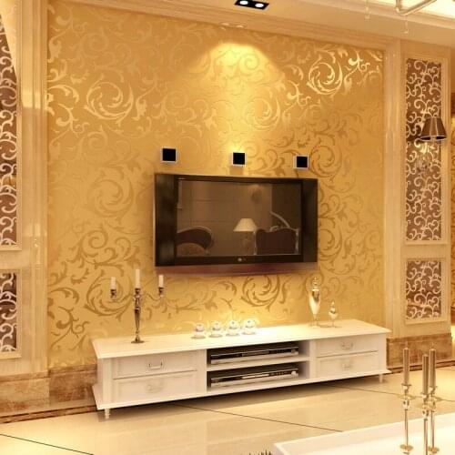 Gold Wallpapers 3d Wall Murals European Non-woven Wall Paper Flower Bedroom Wallpaper For Walls,grey Papel De Parede Para Quarto