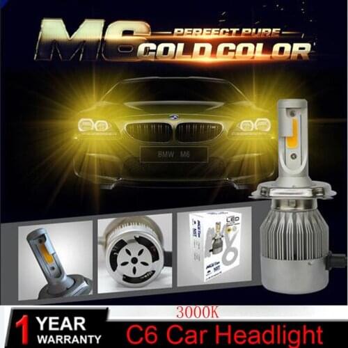 1Pair Waterproof 72W 8000LM Super Bright Car Lights Gold Color 3000K 4300K H4 H7 H8 H9 H11 9005 9006 Car LED Headlight Bulb