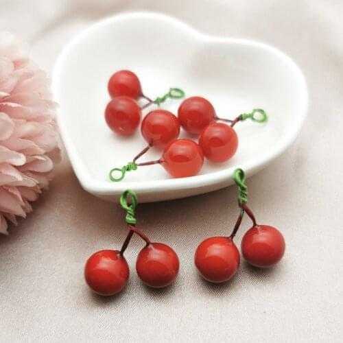 10pcs Resin Cherry Charms Jewelry Pendant earring fashion pendants accessory Handmade DIY Material