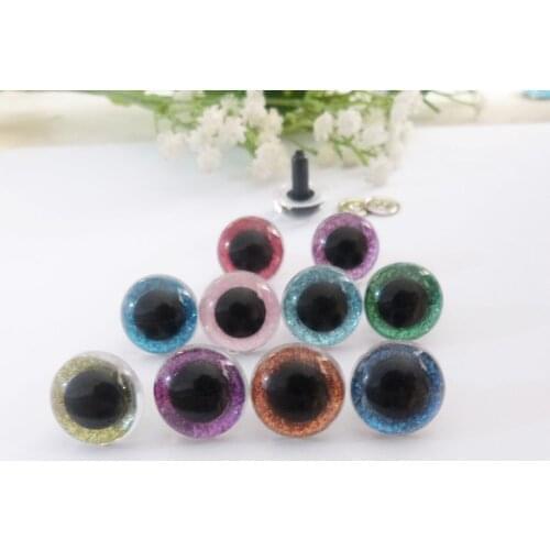 100pcs new arrvial 13.5/15/16.5/18mm smooth stem clear toy eyes +glitter Nonwovens+meteal washer --size option