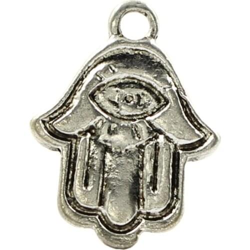 Tibetan Silver Metal Palm Pendant Palm Eye Charms Jewelry Accessories For Making DIY Necklace Earring 12pcs