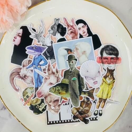 17pcs Unique to people and animals Kids Fun Paper Stickers Homemade Bookkeeping Decals on Laptop / Decorative scrapbooking / DIY