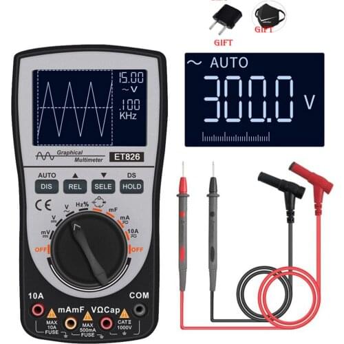 2 In 1 ET826 Digital Multimeter Digital Storage Scopemeter with Analog Bar Graph HD AUTO Oscilloscope Tester Waveform Multimeter