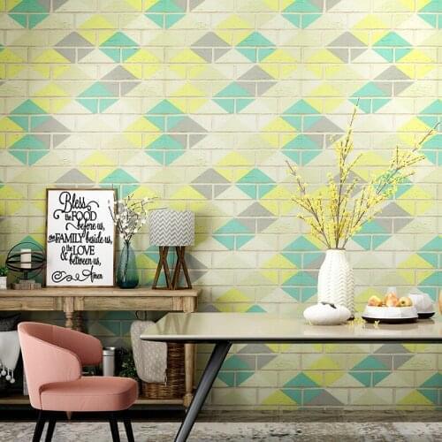 Noridc Brick 3D Wall Papers Home Decor Colorful Rhombus Waterproof Contact Wall Paper for Coffee Tea Hosue Walls vinilos pared