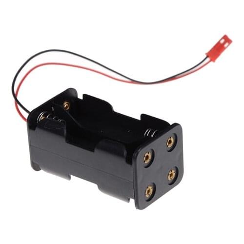 4 x AA JST Connector Battery Insert Compartment for 1/8 1/10 1/16 RC Hobby Model Nitro Car HSP Receiver Battery Pack Case Box