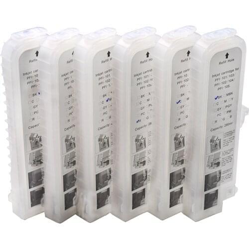 6Color 280ml PFI102 PFI-102 Refill Ink Cartridge with Chip for Canon iPF500 iPF510 iPF600 iPF605 iPF610 iPF700 iPF710 iPF720
