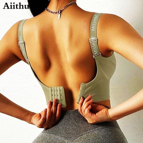 Aiithuug Sports Bras for Women Padded Racerback Bra Fitness Activewear Workout Tank Tops Women Sports Bra Longline Crop Tank