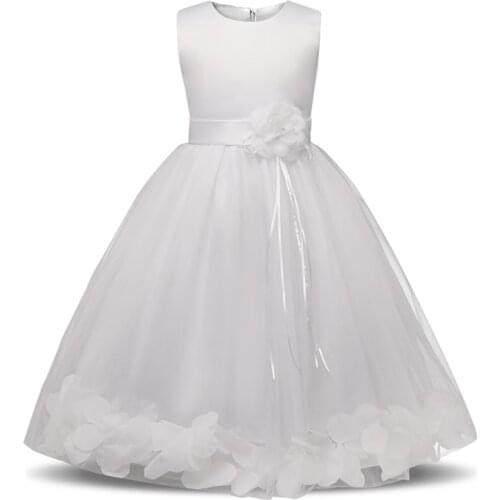 White Lace Flower Girls Wedding Dress Formal Ceremonies Dress Ball Gown Kids Clothing Little Girl Birthday Christening Vestido