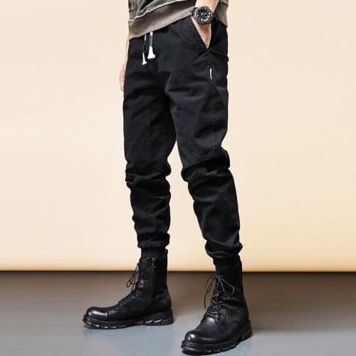 Newly Fashion Men Jeans Spliced Designer Loose Fit Casual Cargo Pants Men Overalls Streetwear Hip Hop Joggers Ankle Banded Pants