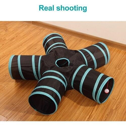 Hot 5 Holes 2 Colors Foldable Pet Cat Tunnel Indoor Outdoor Pet Cat Training Toy for Cat Rabbit Animal Play Tunnel Tube
