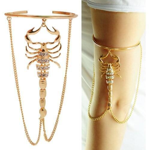 Halloween Scorpion Upper Arm Bracelet Slave Harness Cuff Armlet Armband Gold