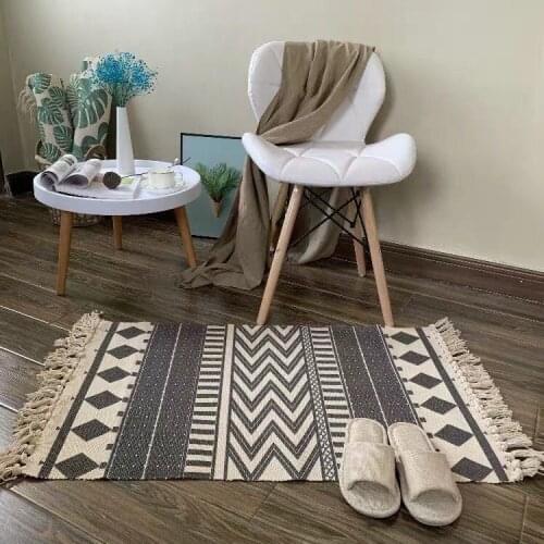 Cotton Hemp Tassel Macrame Weave Carpets For Living Room Bedroom Decorate Floor Door Mat Welcome Foot Pad Blanket Kitchen Rug