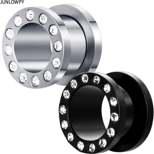 JUNLOWPY Mix 4-16mm Stainless Steel Ear Tunnels Plugs Silver Black Earring Expander Stretcher Piercing Gauge Body Jewelry 80pcs
